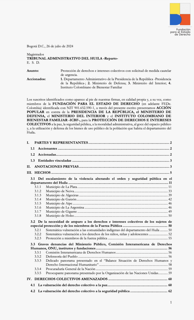Portada Acción popular Huila