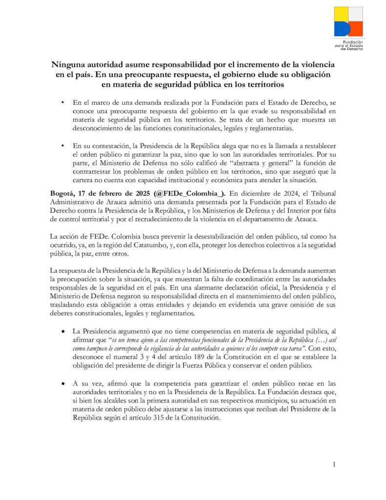 26. 17febre2025 comunicado respuesta presidencia sobre seguridad