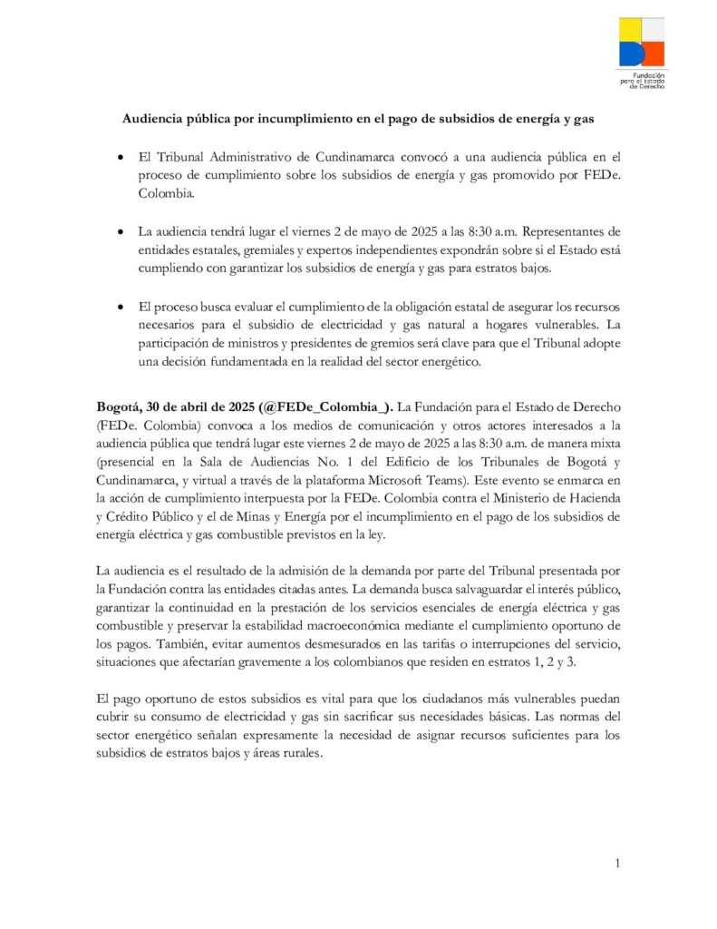 33. 30abril2025 comunicado de prensa audiencia subsidios de energía